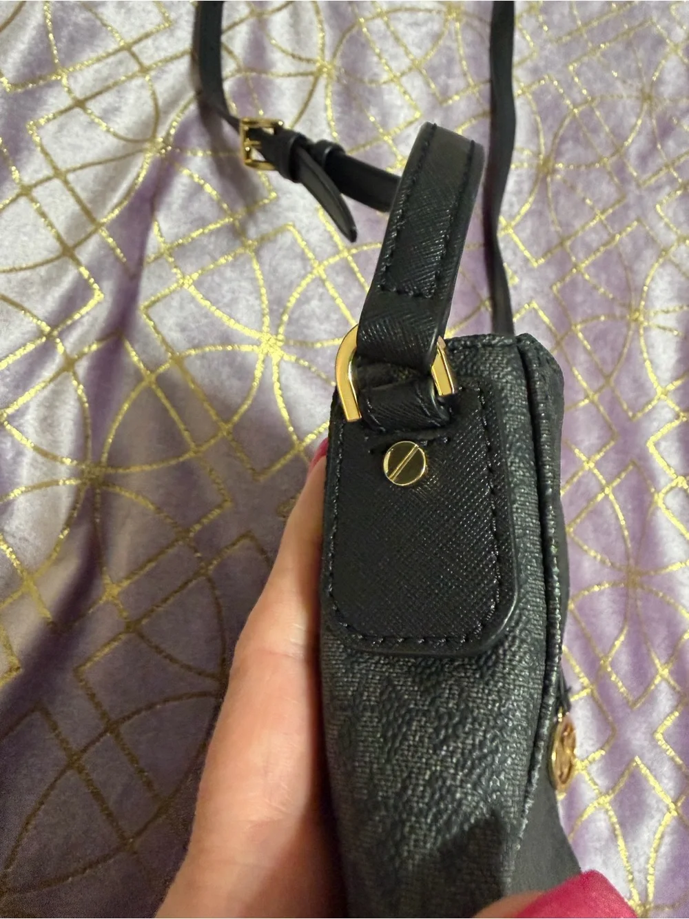 💥 Michael Kors Black MK Logo Bag with Gold Accents